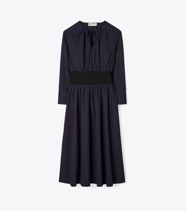 Poplin Knit-Waist Dress