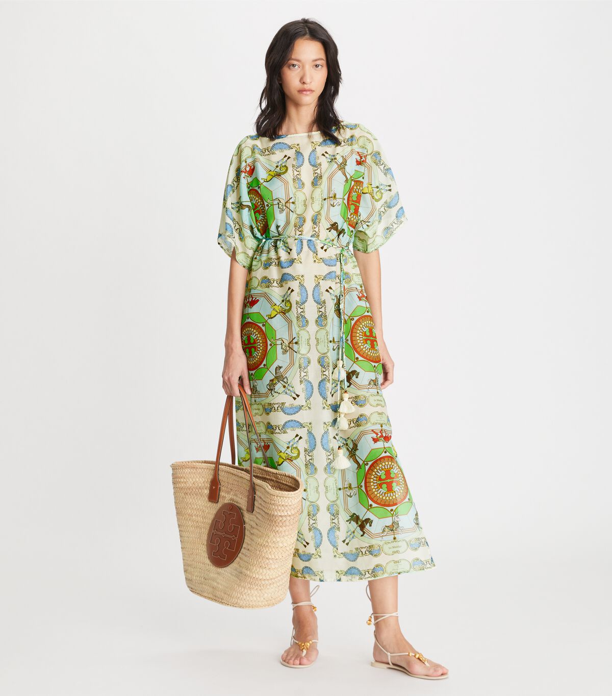 tory burch printed cotton silk caftan