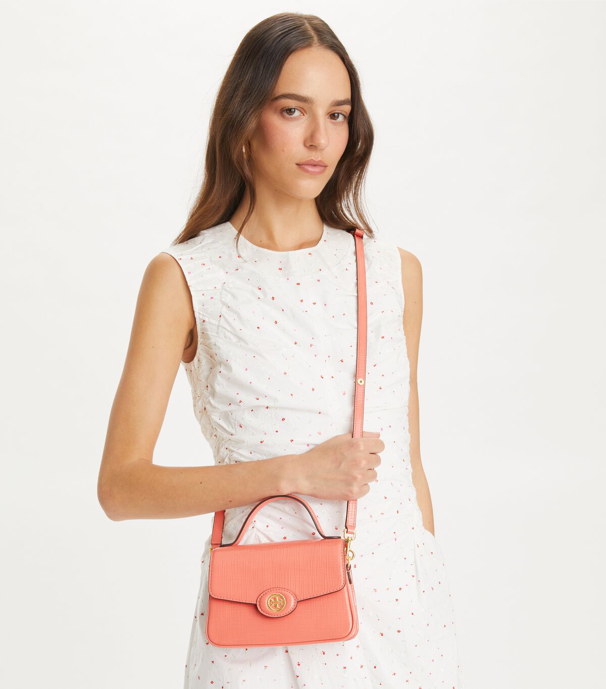 tory burch small robinson crosshatched top handle bag