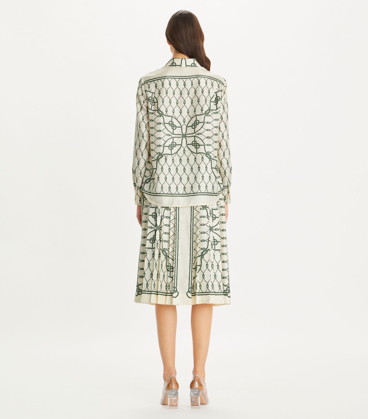 tory burch printed pleated silk skirt