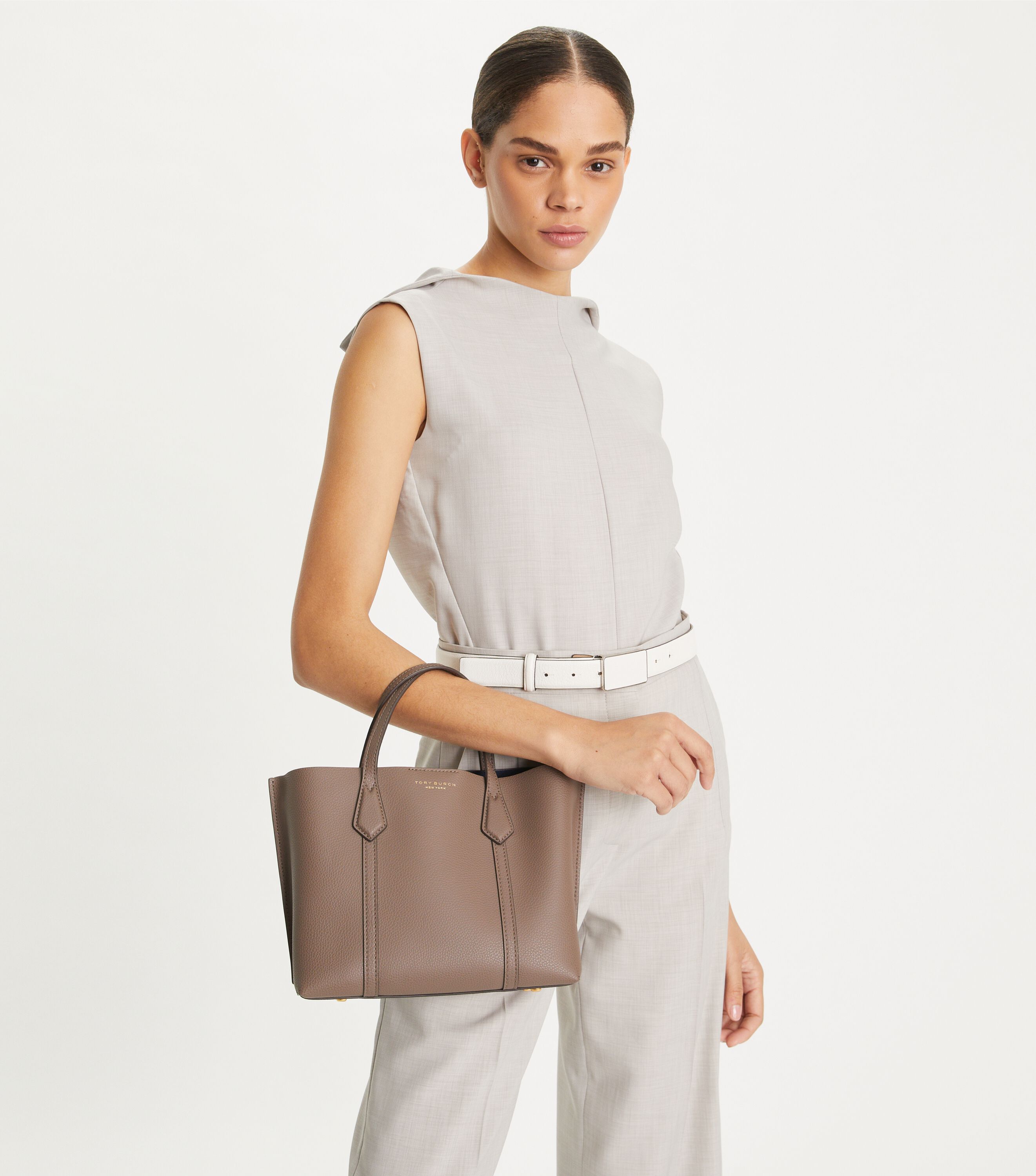 Small Perry Triple-Compartment Tote Bag, Clam Shell | Tory Burch KW