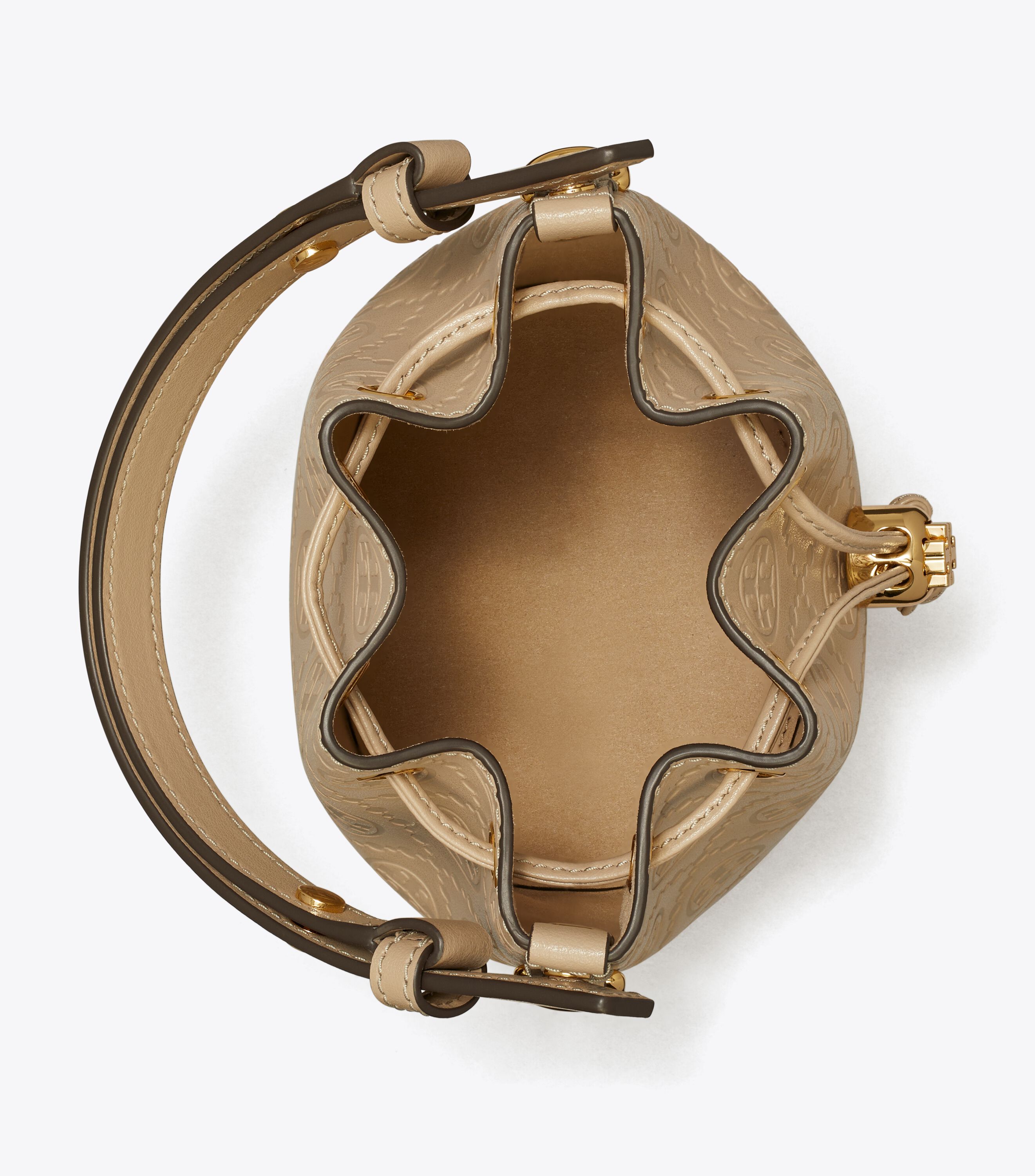T Monogram Leather Mini Bucket Bag, Fresh Clay | Tory Burch KW