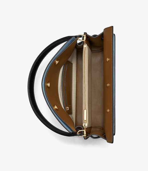 tory burch small lee radziwill croc embossed double bag