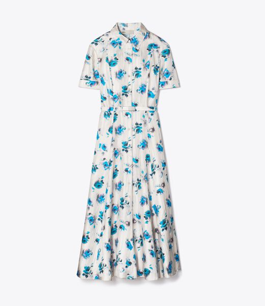 tory burch flared silk shirtdress
