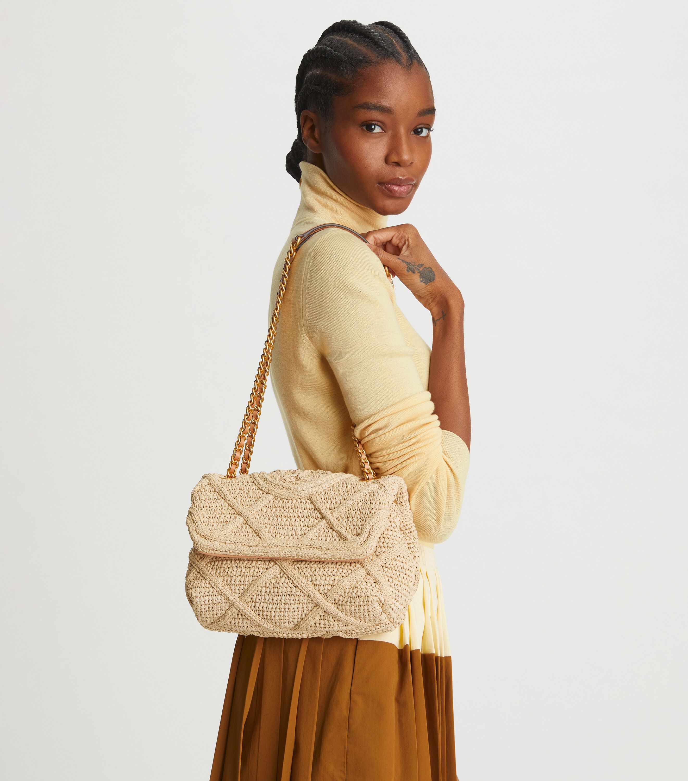 Fleming soft straw small convertible shoulder bag sales