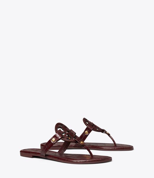tory burch miller croc embossed leather sandal