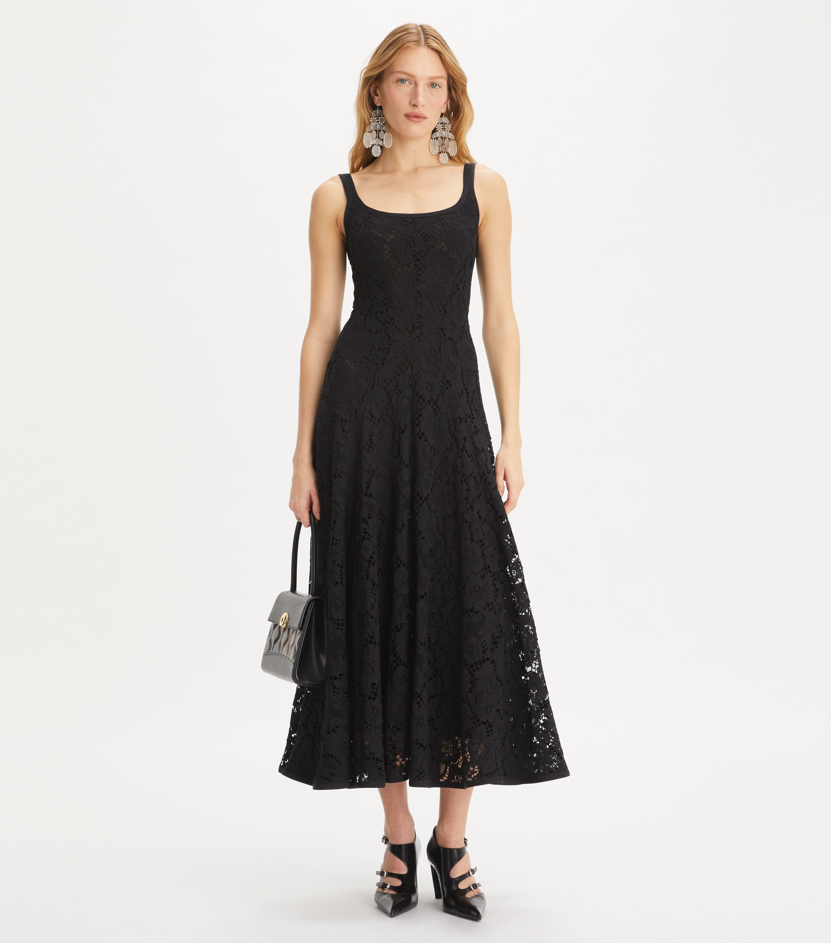 Floral Lace Dress, Black | Tory Burch KW