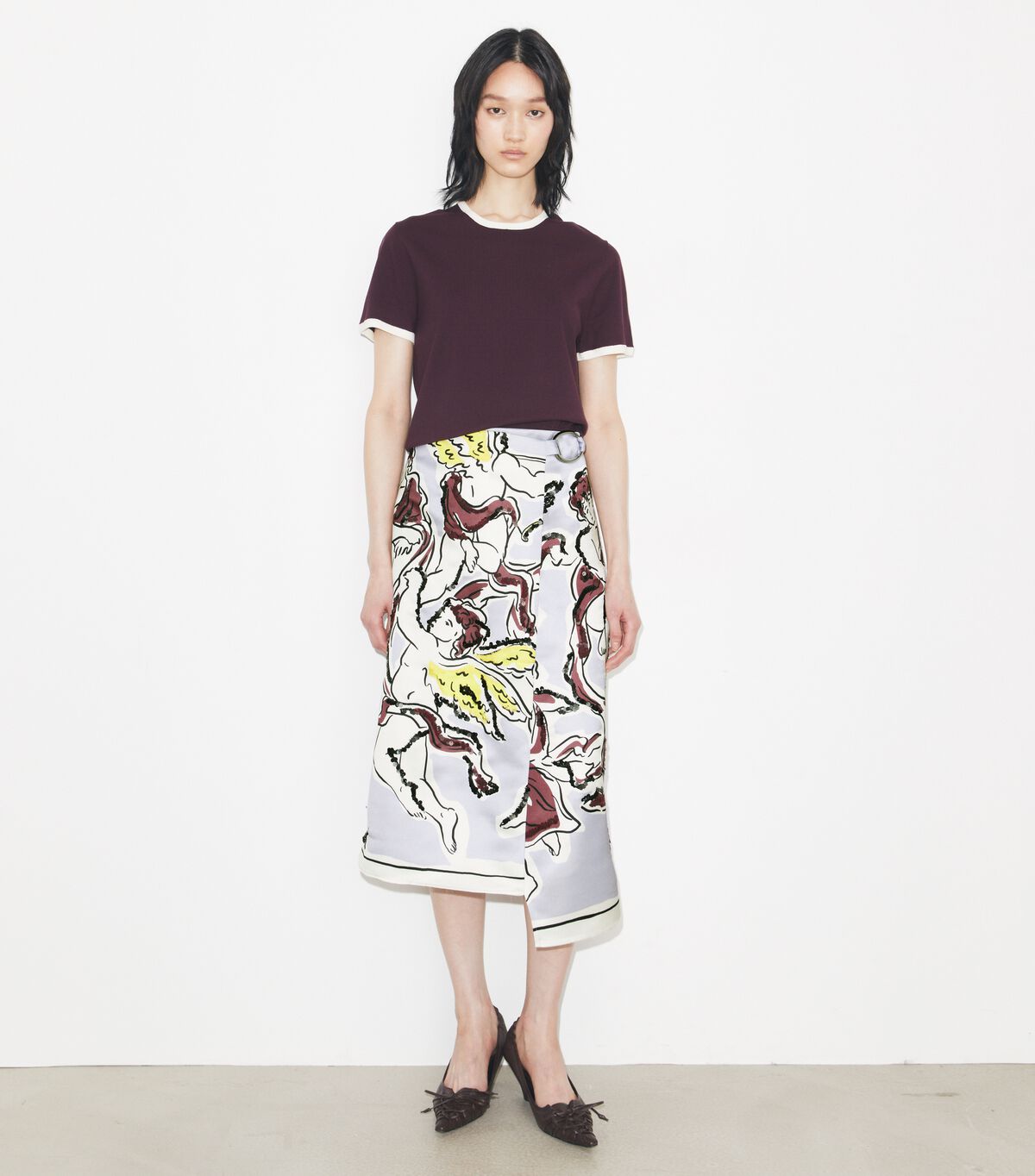 Printed Satin Skirt tory burch printed satin skirt