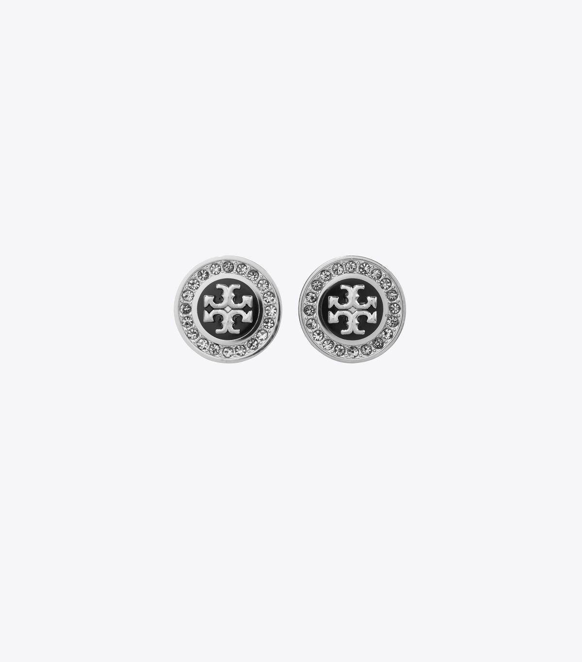 Kira Pavé Enamel Circle-Stud Earring