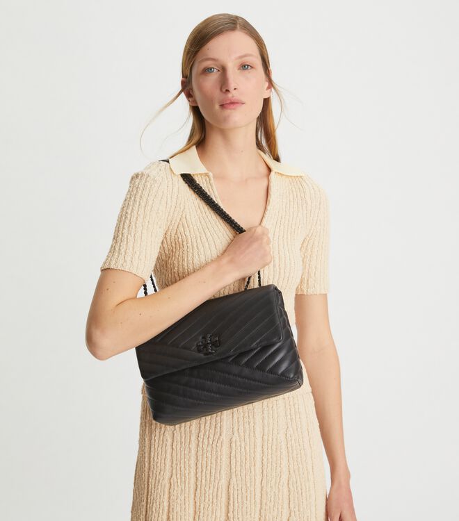 Tory burch kira chevron convertible shoulder bag black clearance