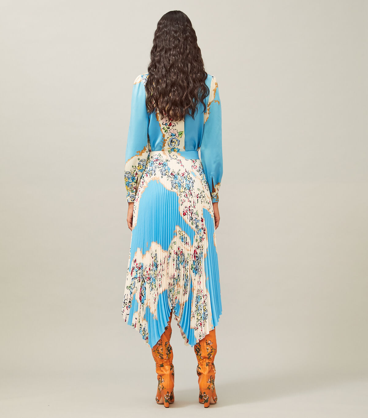 tory burch printed satin bow blouse