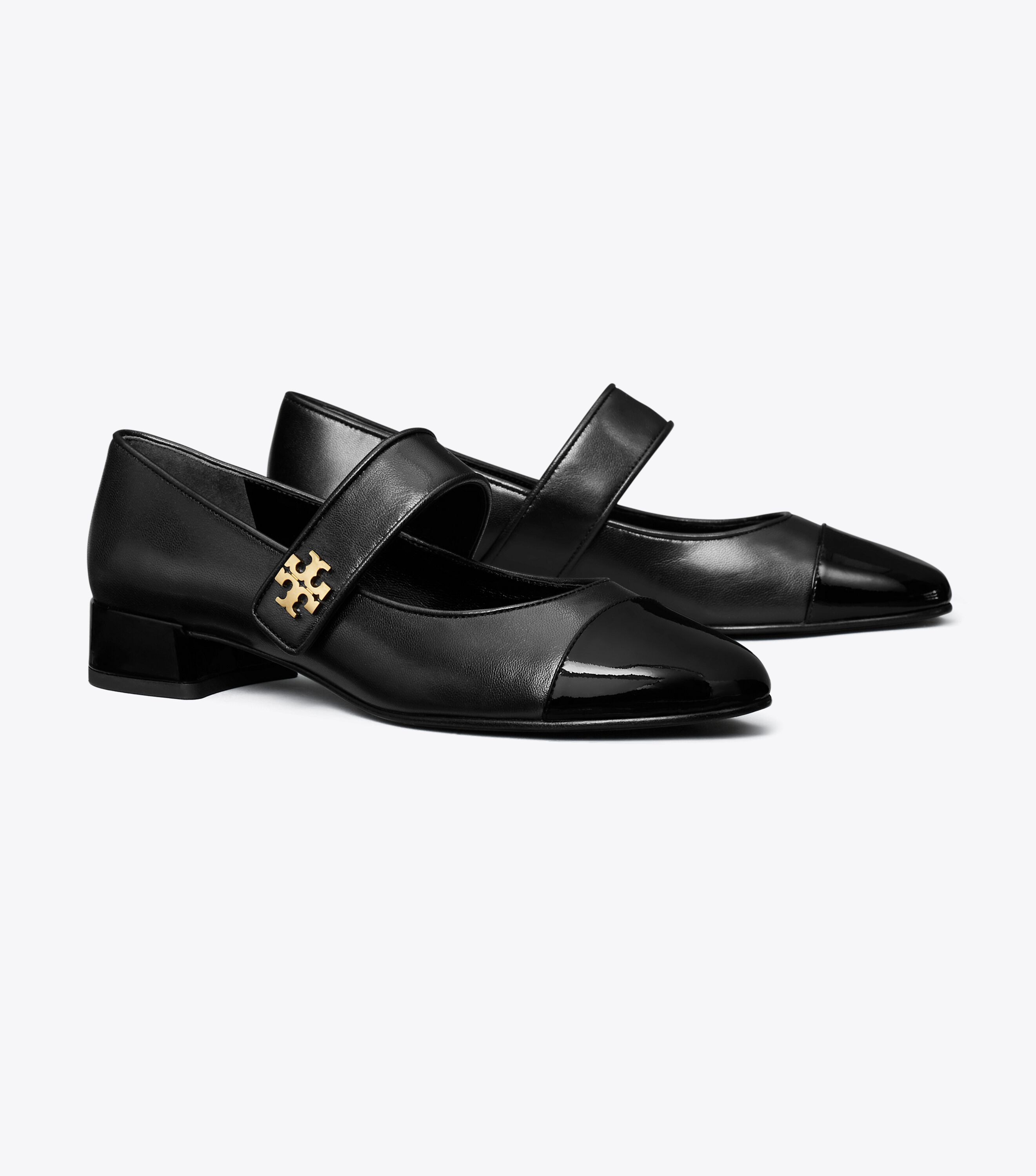 Cap-Toe Mary Jane Heeled Ballet, Perfect Black / Perfect