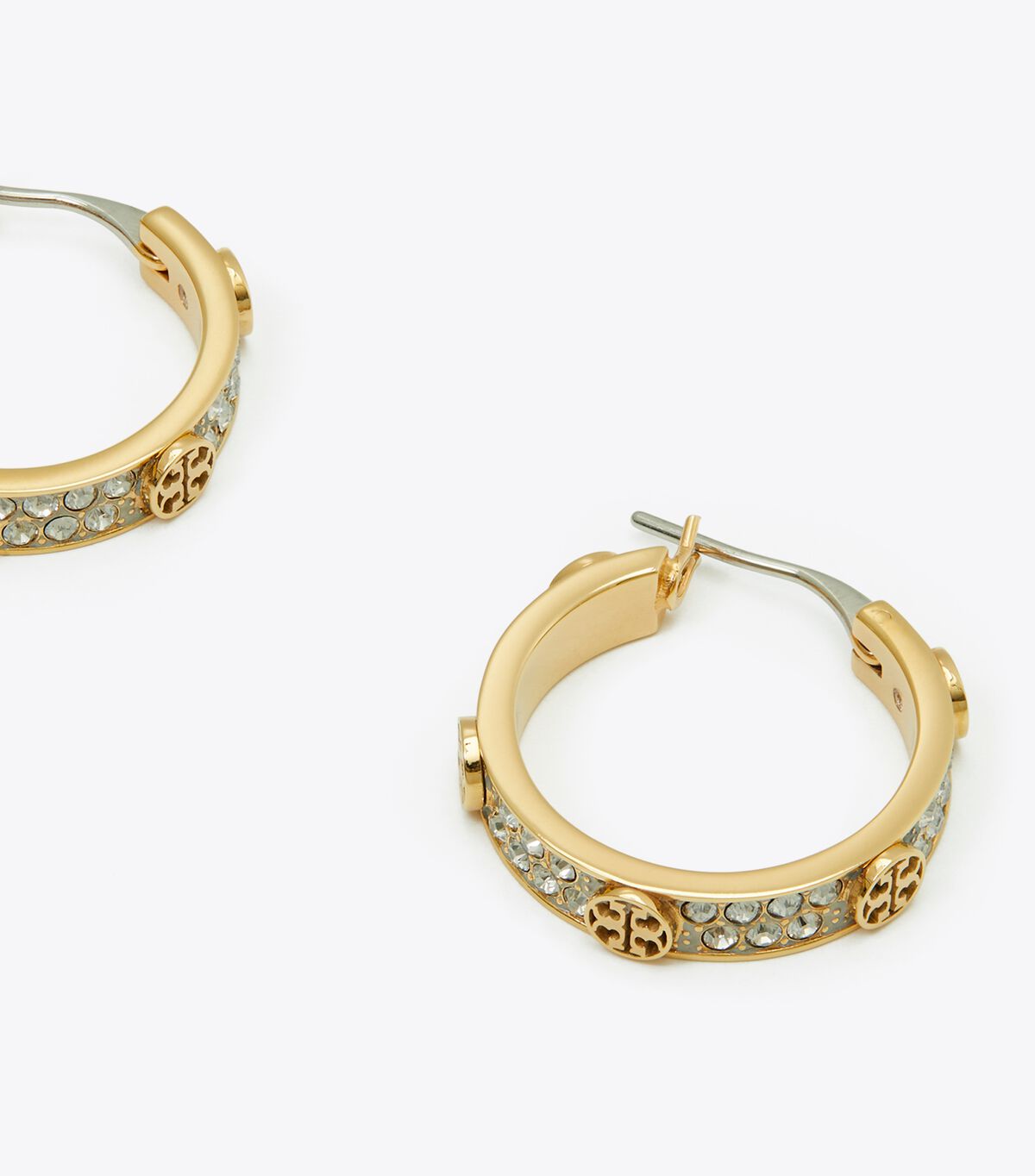 Small Icon Pave Hoop Earrings tory burch small icon pave hoop earrings