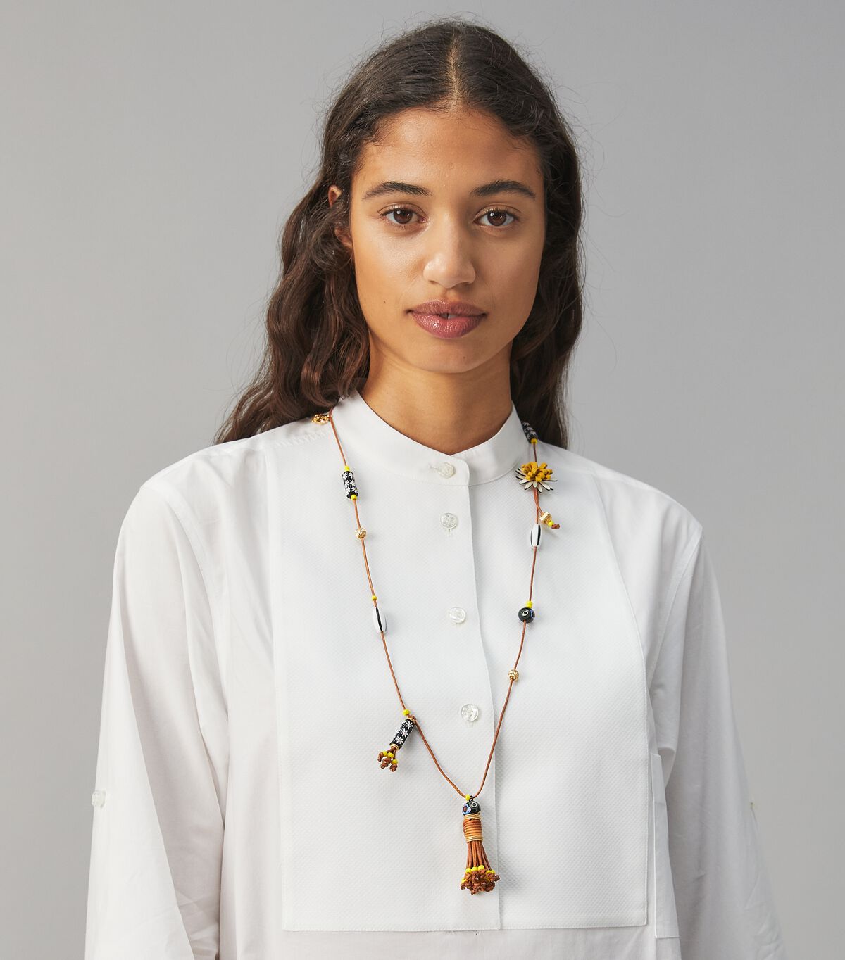 tory burch charm long necklace