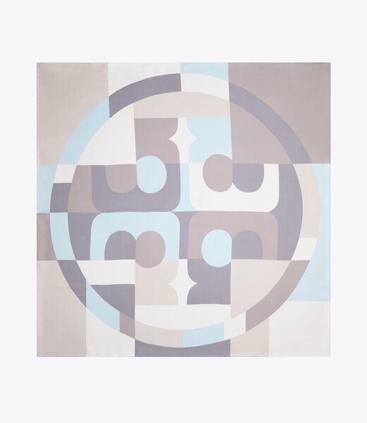 tory burch geo colorblock silk square scarf