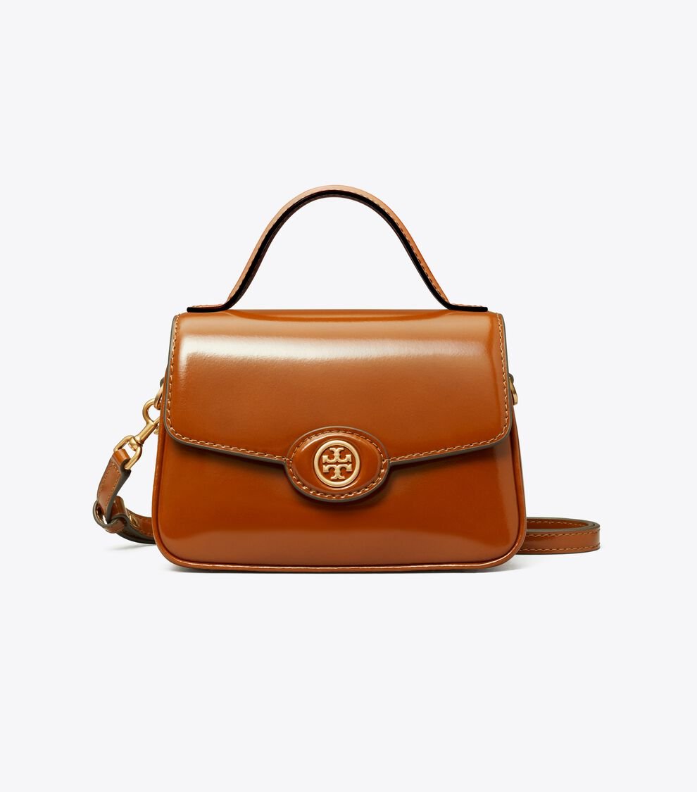 Small Robinson Spazzolato Top-Handle Bag, Dark Sienna Tory Burch KW