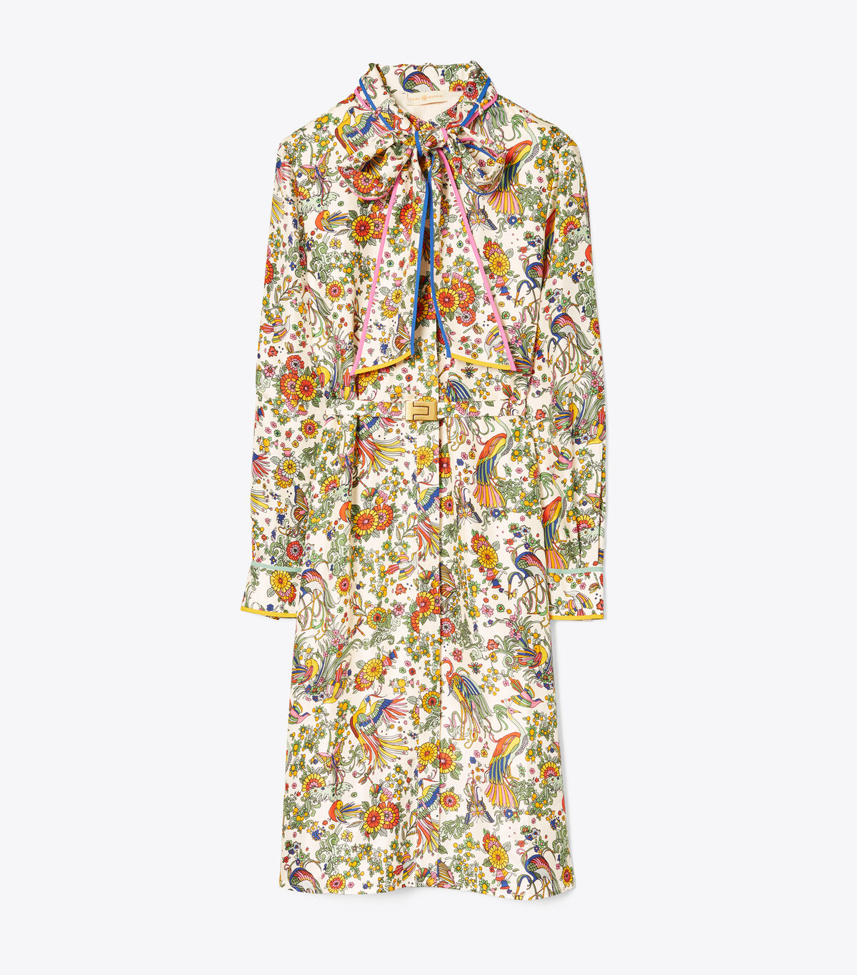 tory burch contrast binding printed shirtdress