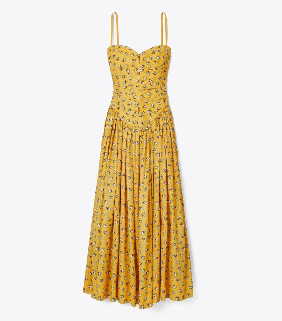 Garden Rose Embroidered Dress, Mustard | Tory Burch KW
