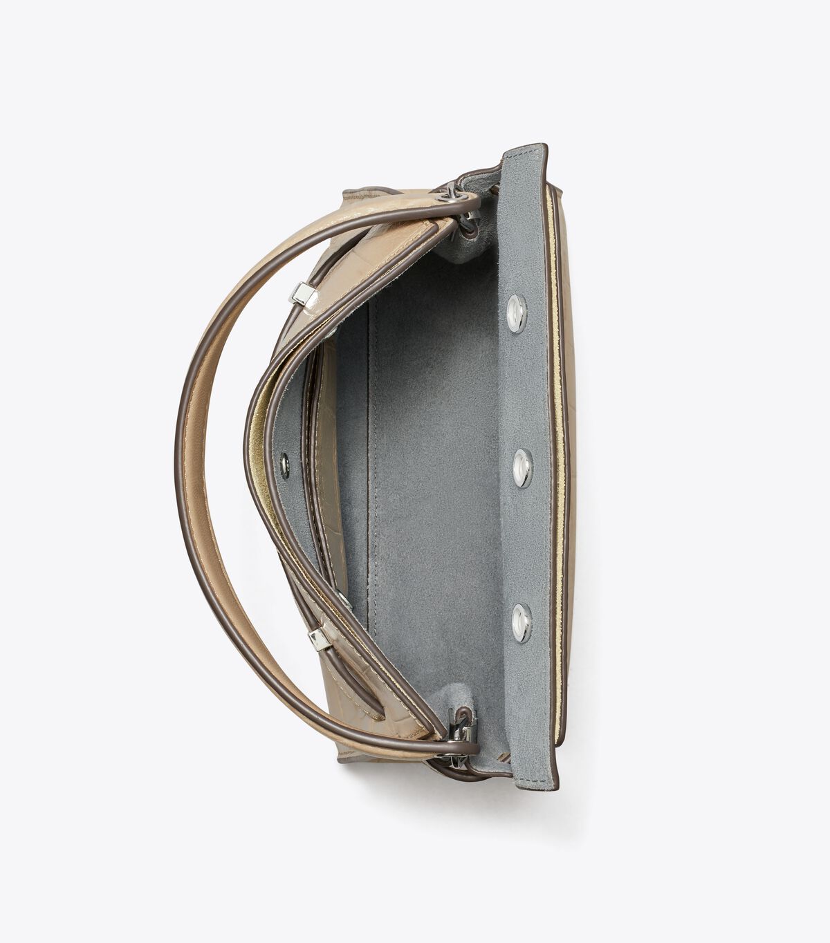 tory burch حقيبة بيتيت لي رادزيويل المزدوجة بنقشة جلد التمساح البارزة