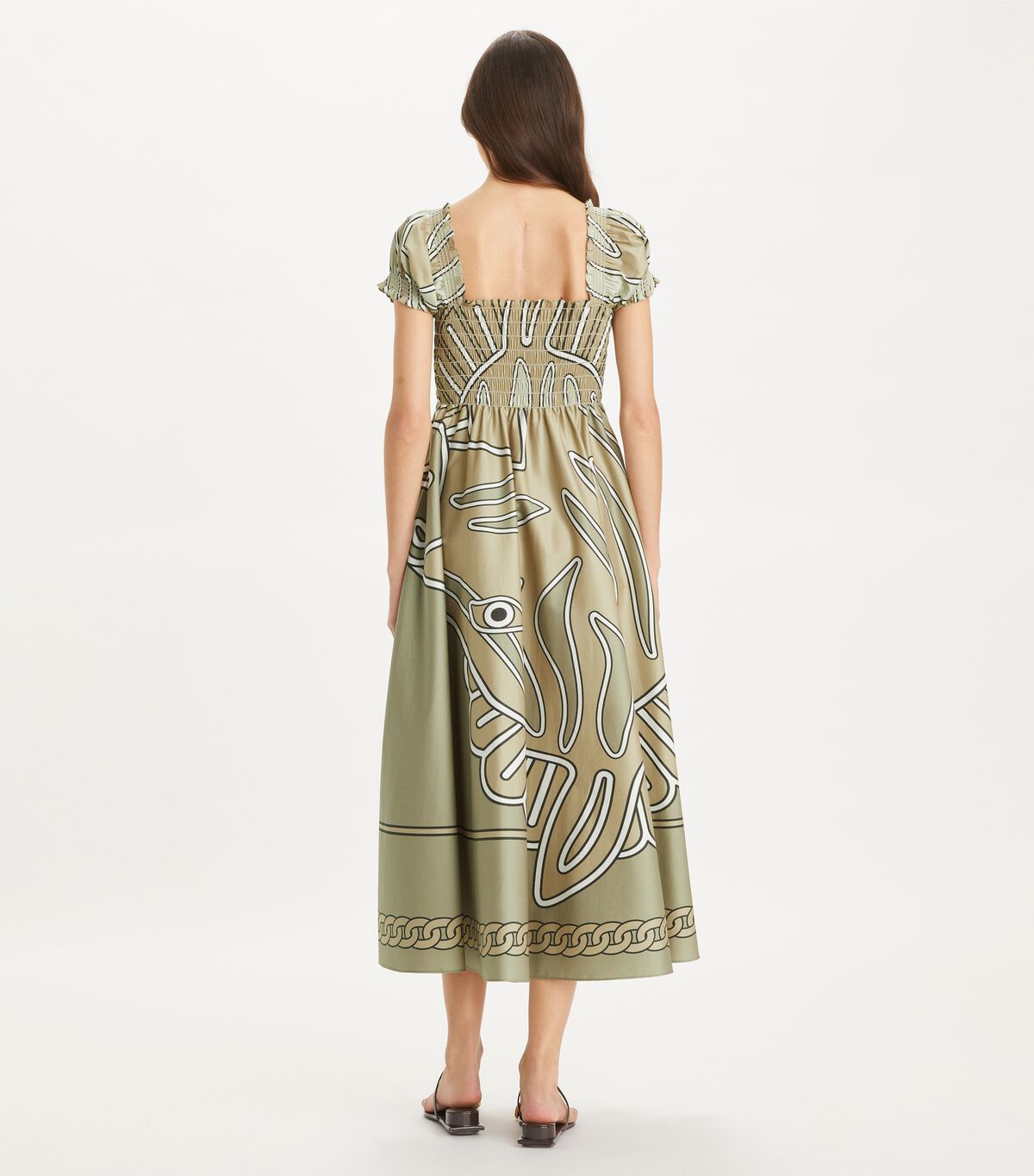 tory burch print smocked cotton dress