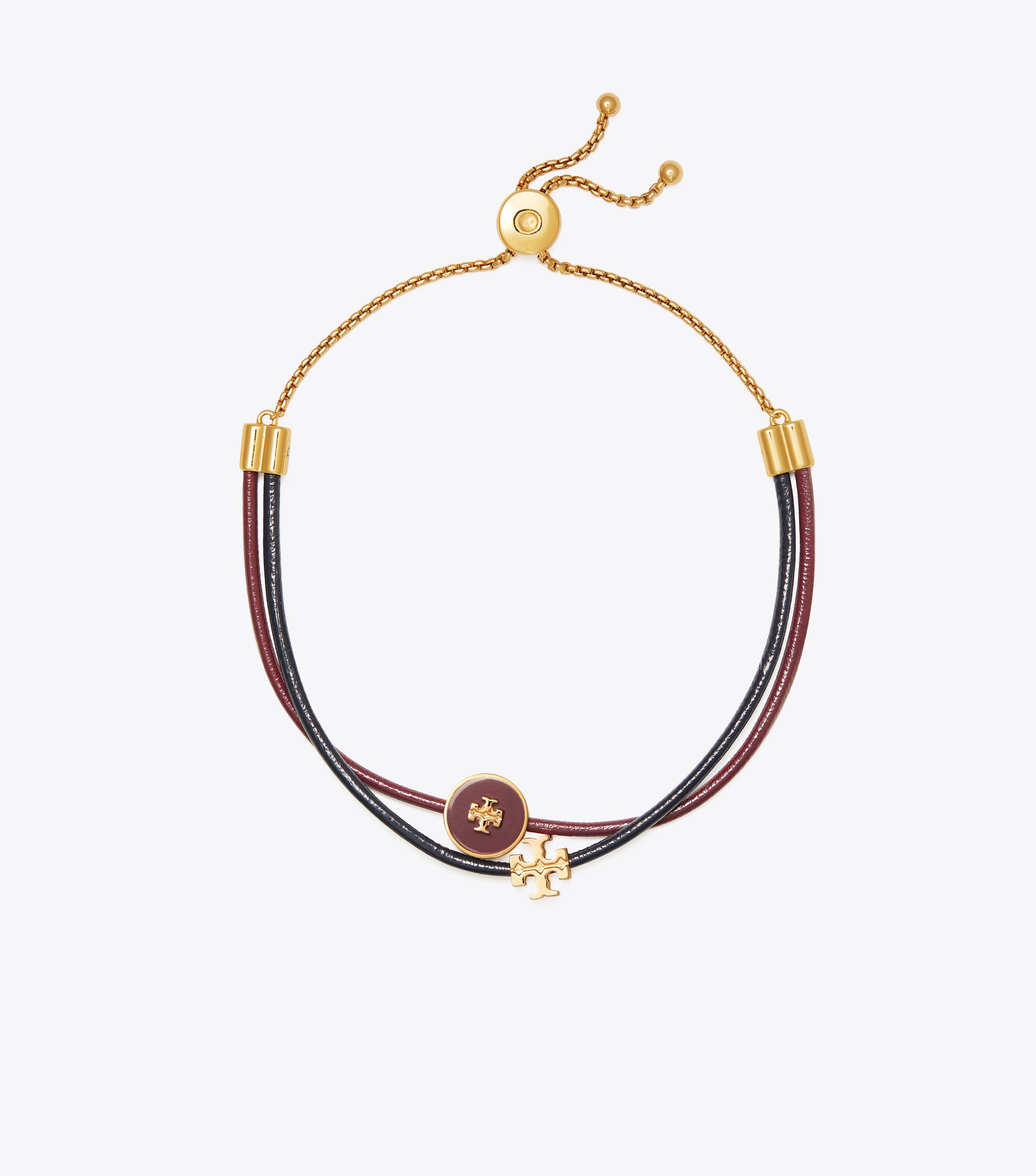 Tory burch enamel top logo slider bracelet