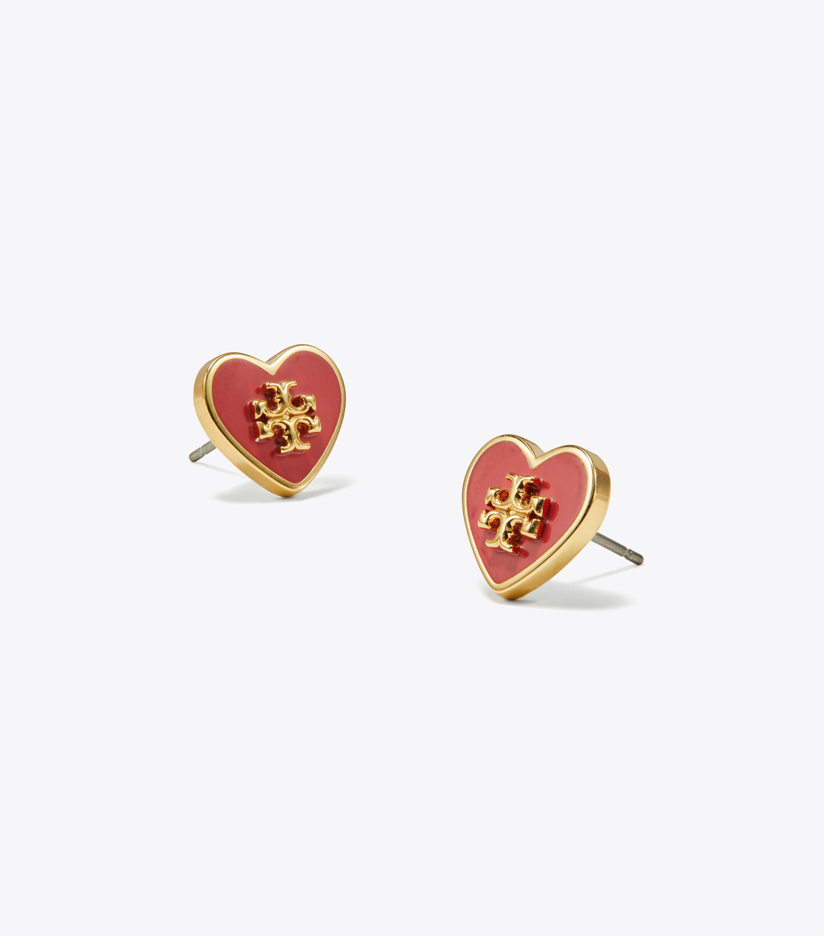 Kira Enamel Heart Stud Earring Jewelry Watches Tory Burch