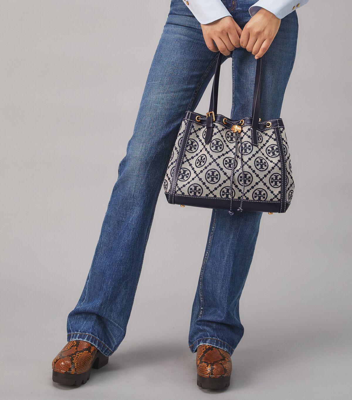 tory burch t monogram jacquard small tote bag