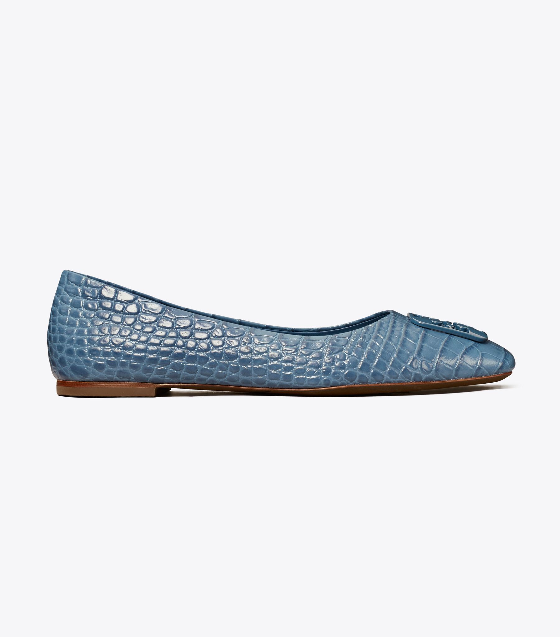 Georgia Snakeskin Ballet Flat, SMOKE BLUE- SNAKE | Tory Burch KW Tory Burch Sz 9.5 Croc Georgia Ballet Flats main image 1