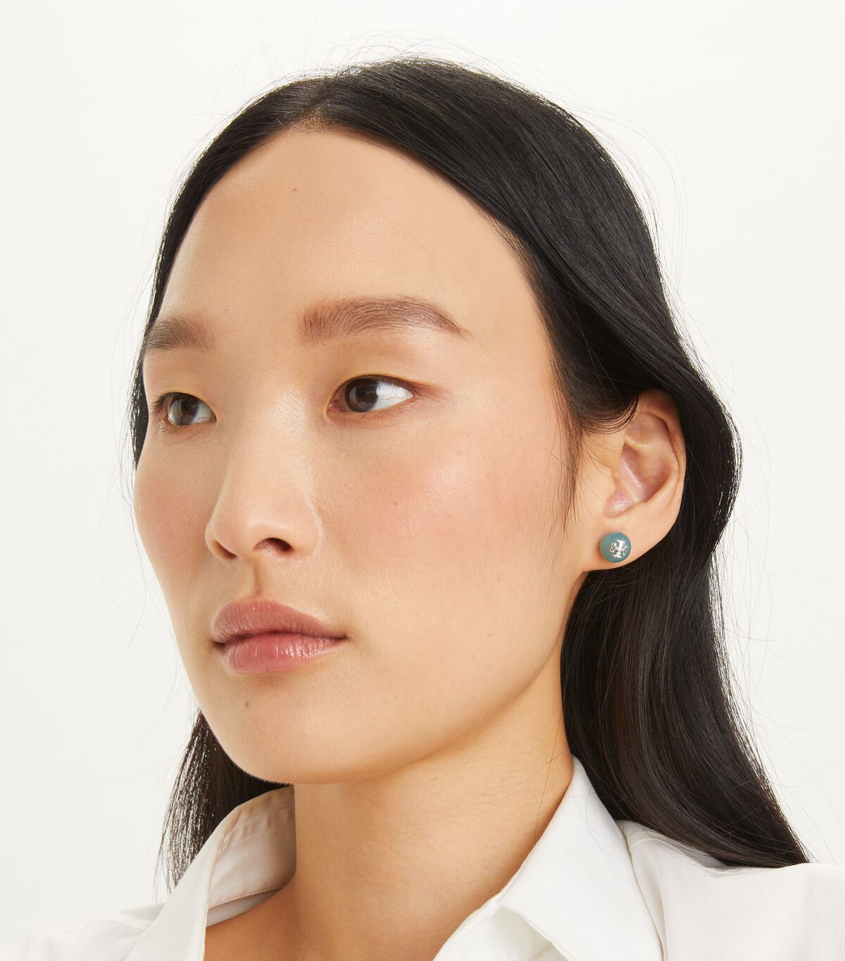 tory burch resin logo stud earring