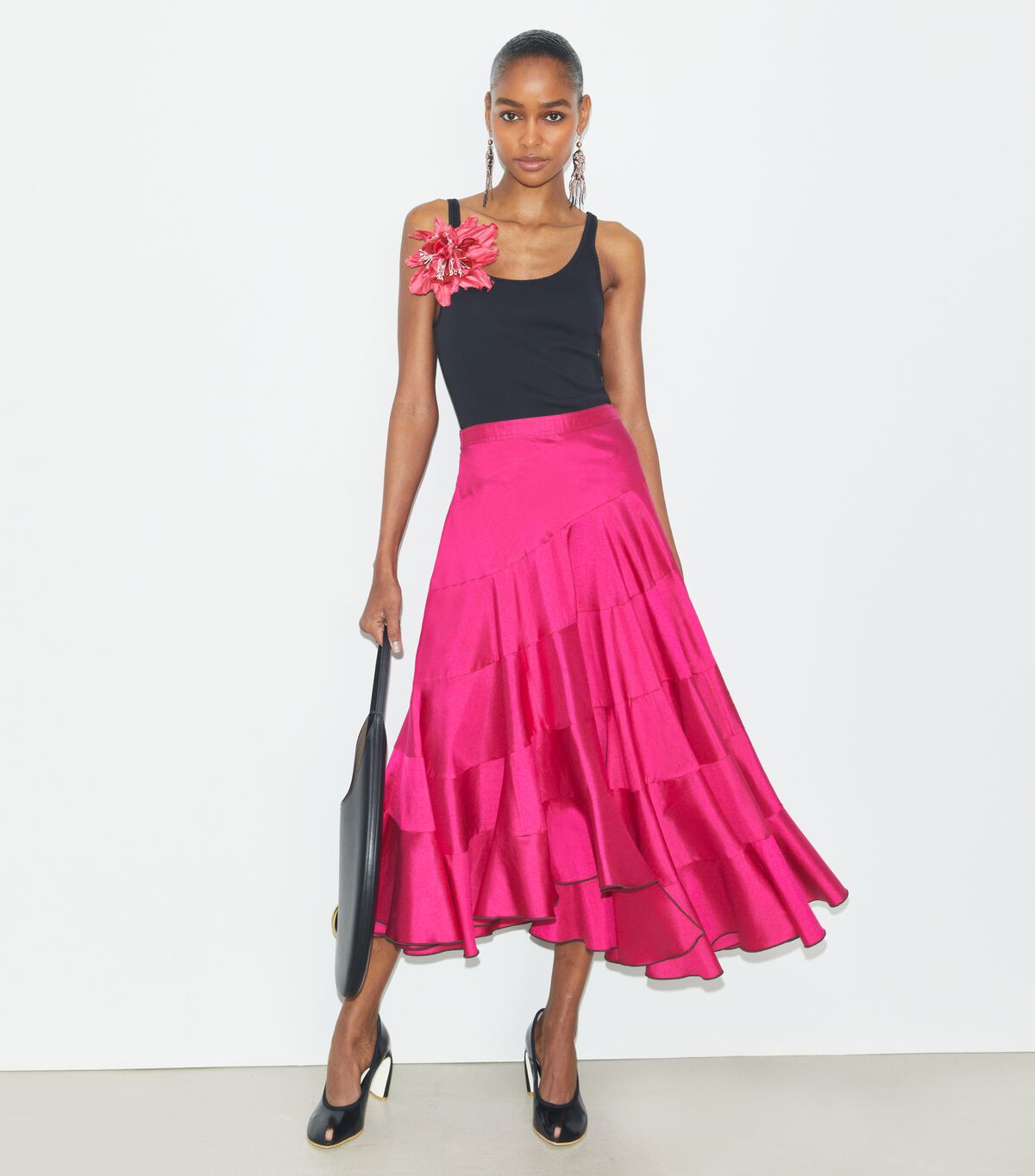 tory burch flared cotton silk skirt