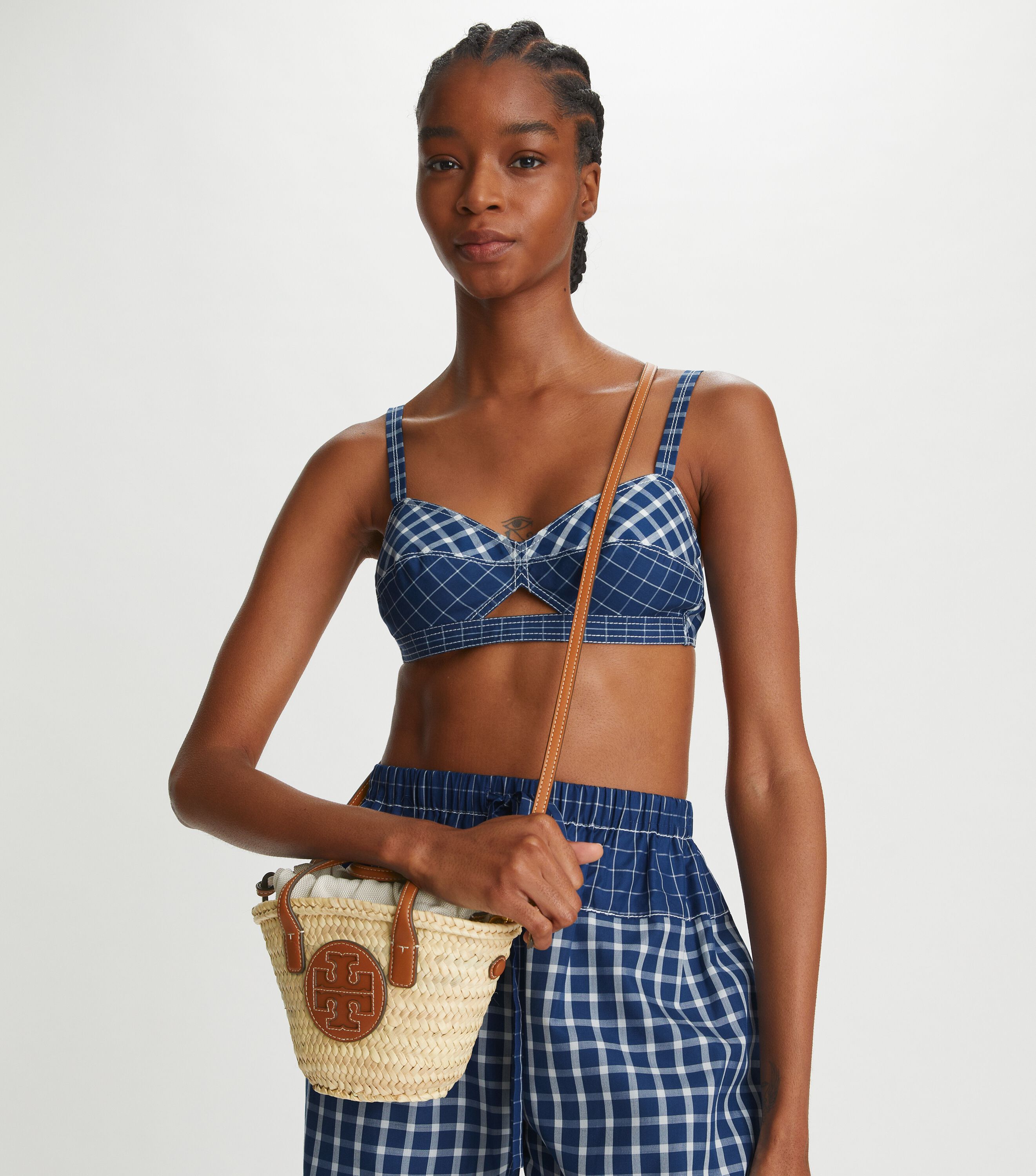 Tory burch ella top straw mini tote