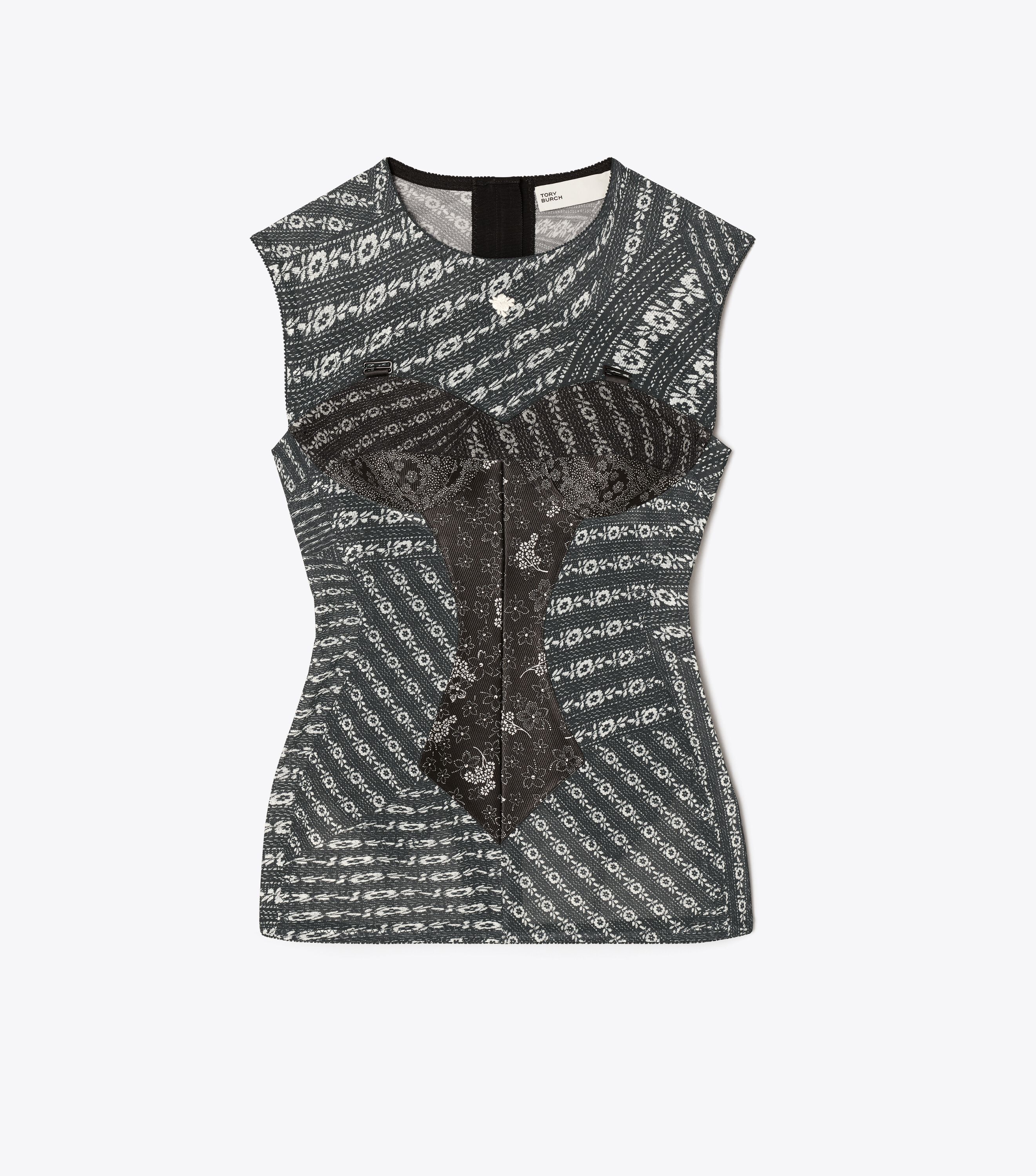 メッシュトップ★Tory Burch★PRINTED MESH TOP Printed Mesh Top, Black Warped Lace | Tory Burch KW