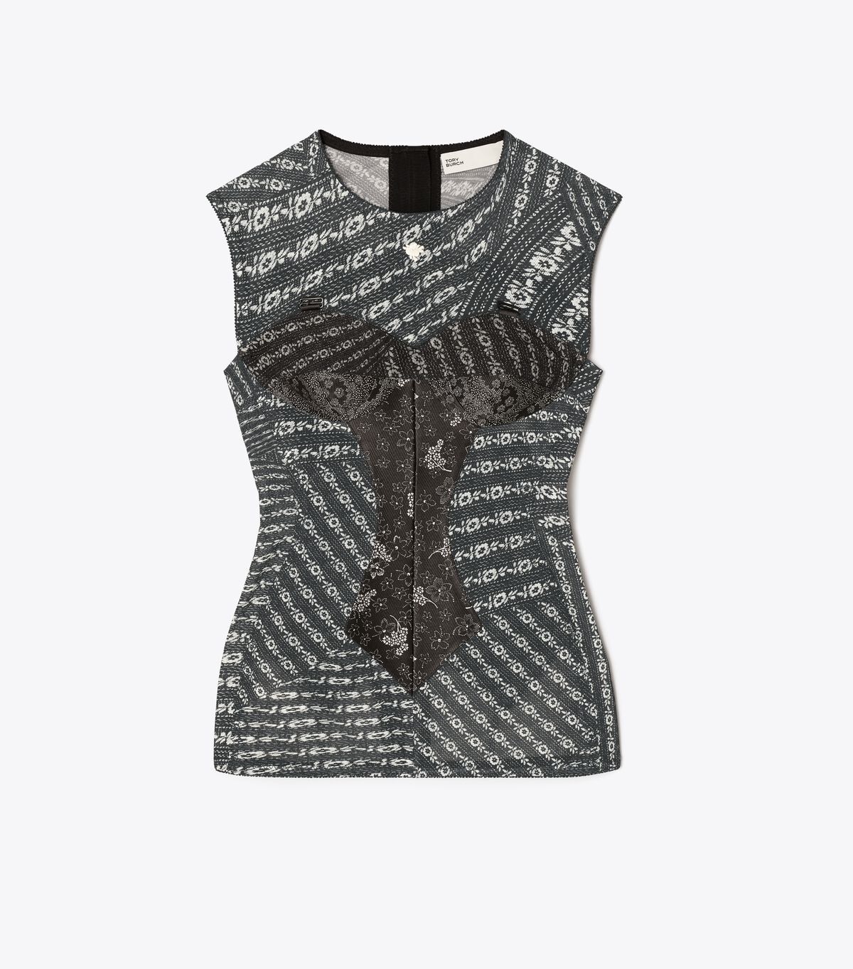 tory burch printed mesh top