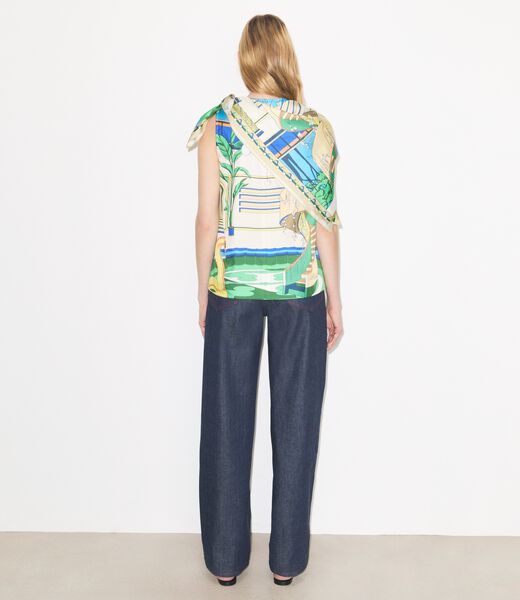 tory burch printed silk cape top