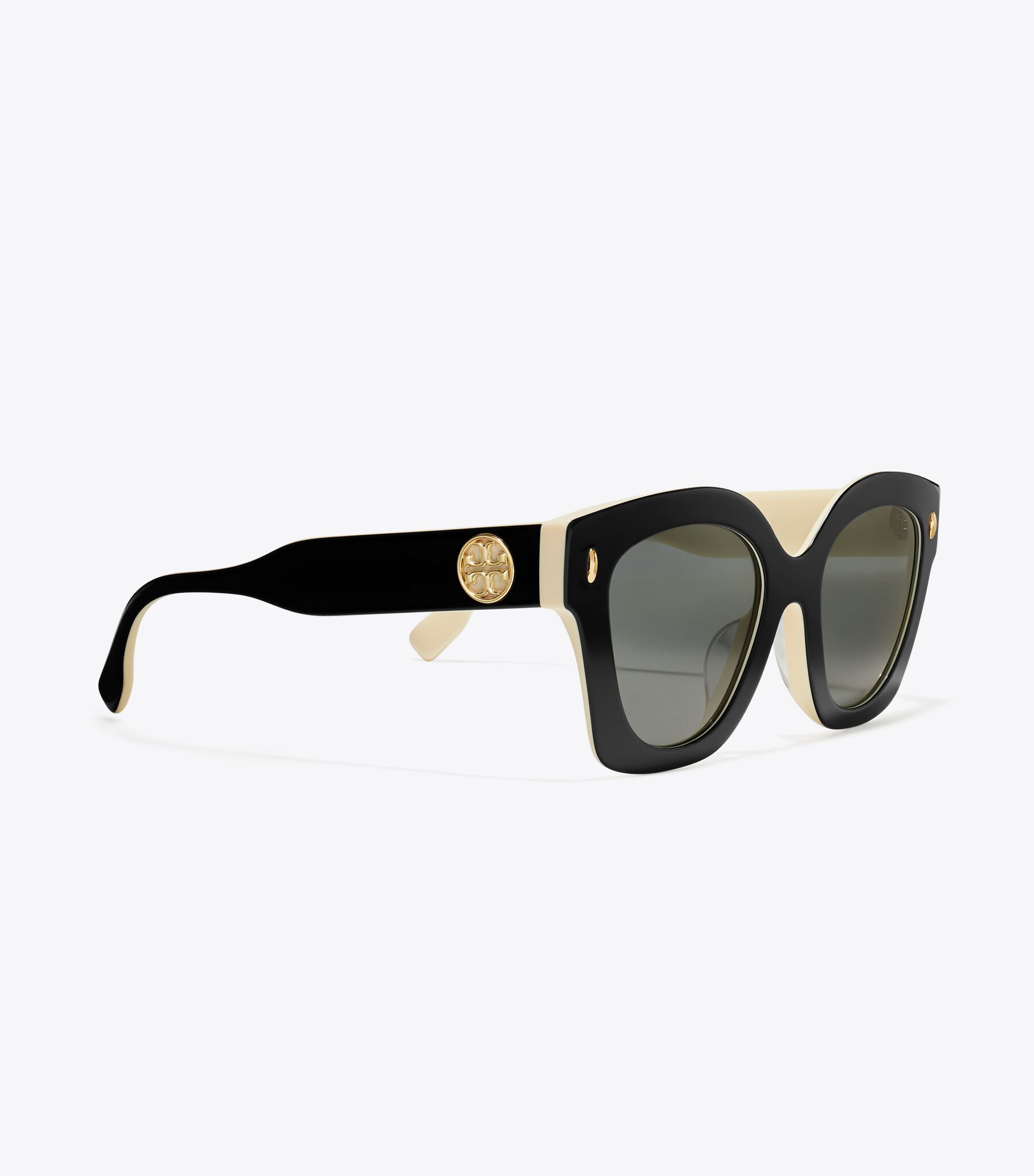 Miller Pushed Square Sunglasses, Black/Ivory/Dark Grey  display picture 3