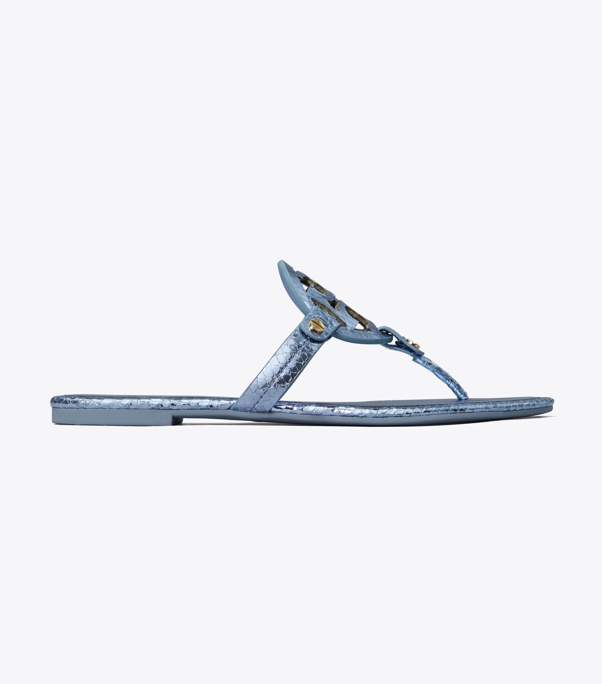 tory burch miller metallic snake embossed leather sandal