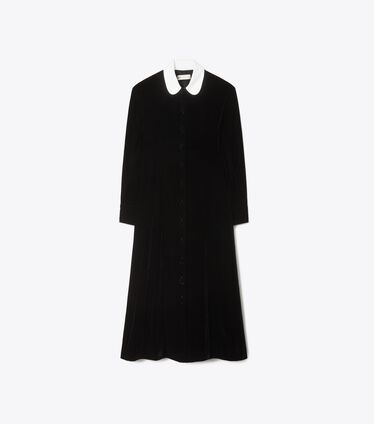 Round Collar Velvet Shirtdress
