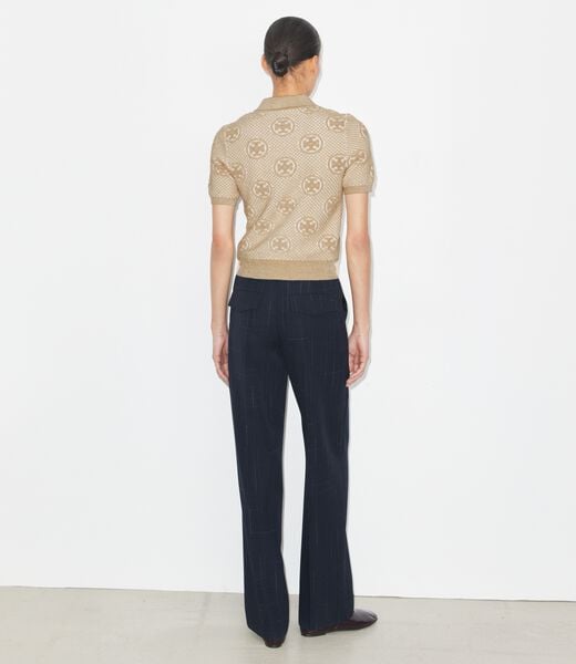 tory burch قميص بولو من النايلون الجاكار