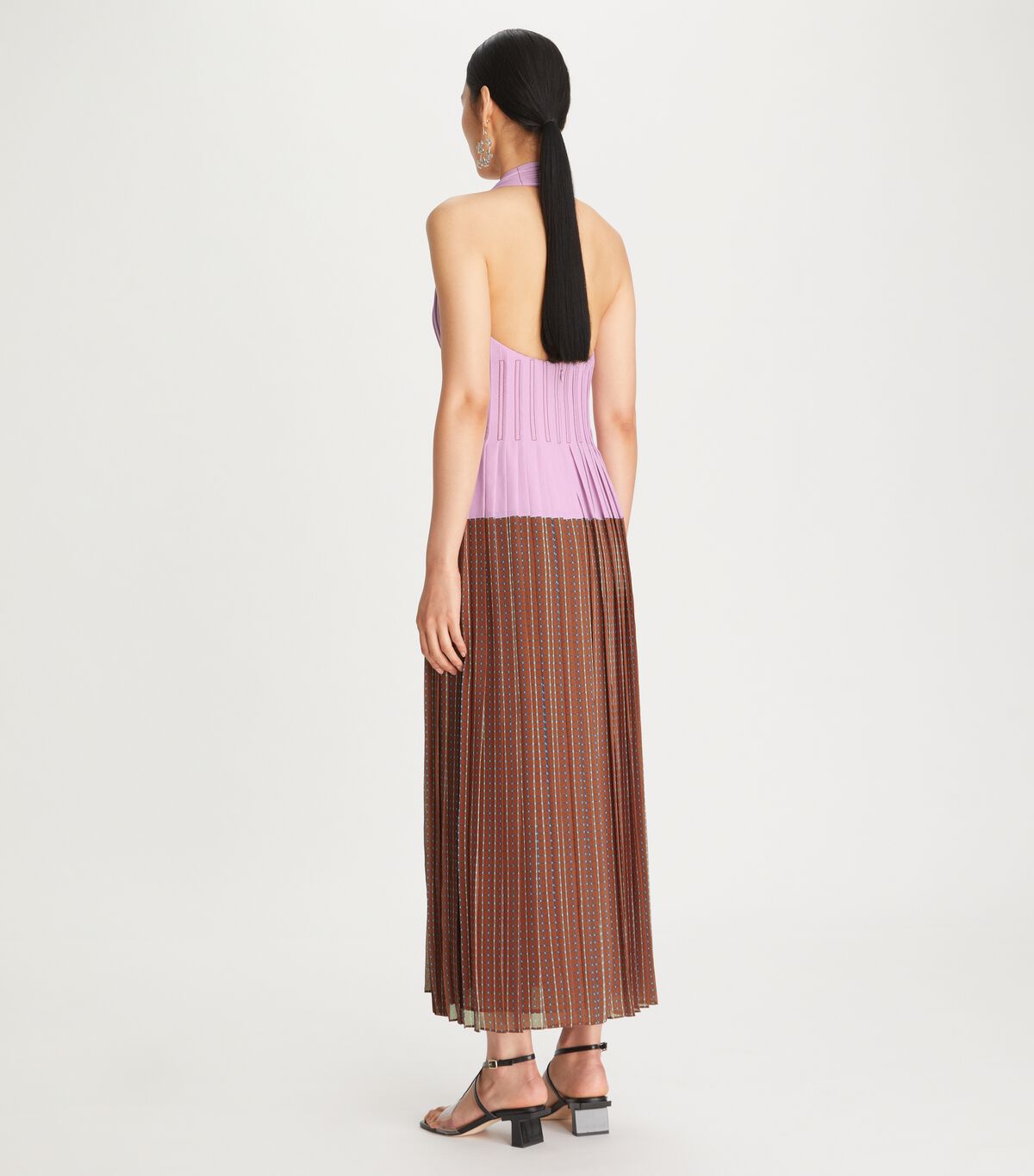 tory burch halter pleated dress