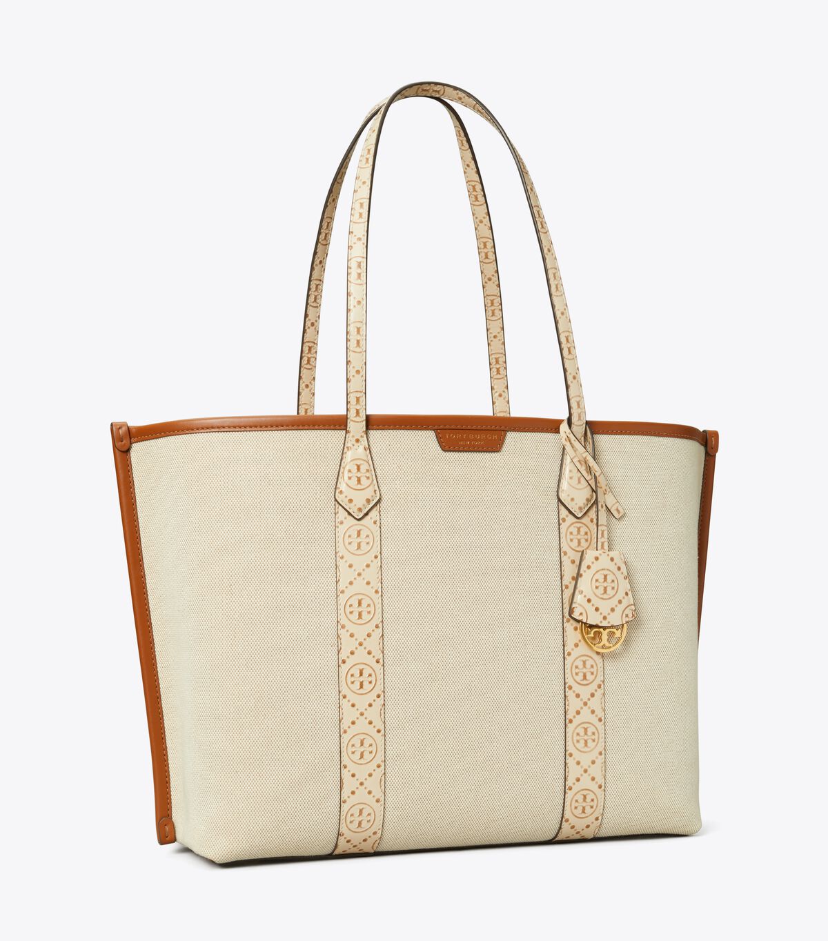 tory burch perry canvas triple compartment tote
