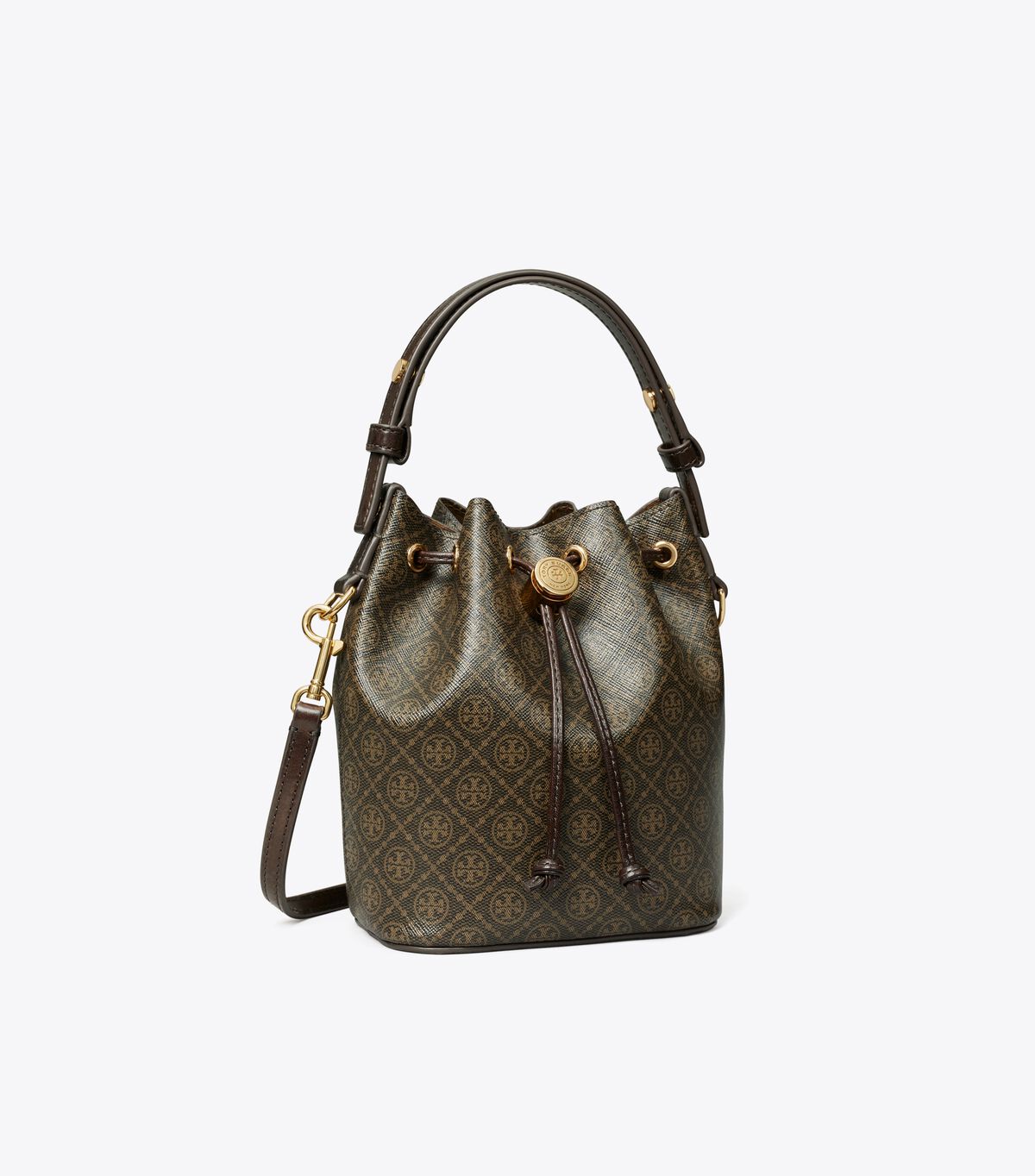 tory burch t monogram coated canvas mini bucket bag
