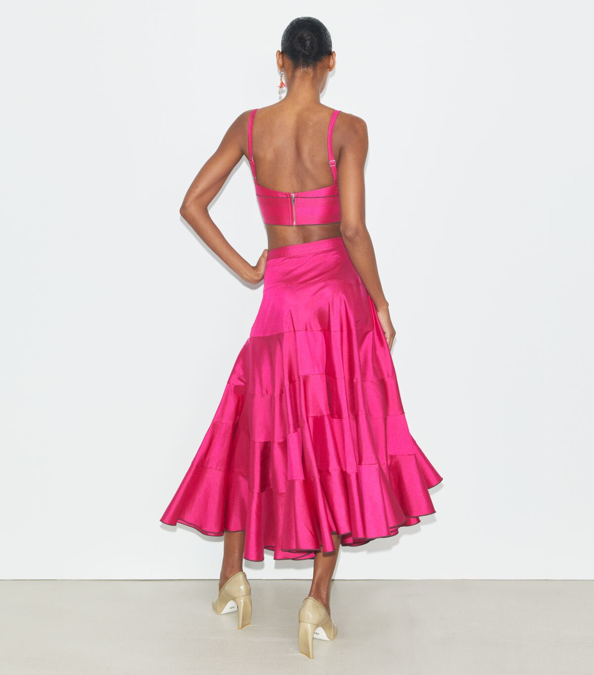 tory burch flared cotton silk skirt