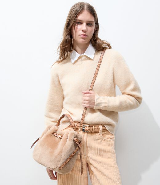 tory burch romy shearling bucket bag