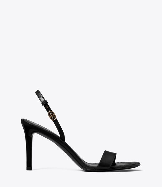 tory burch double t buckle heeled sandal