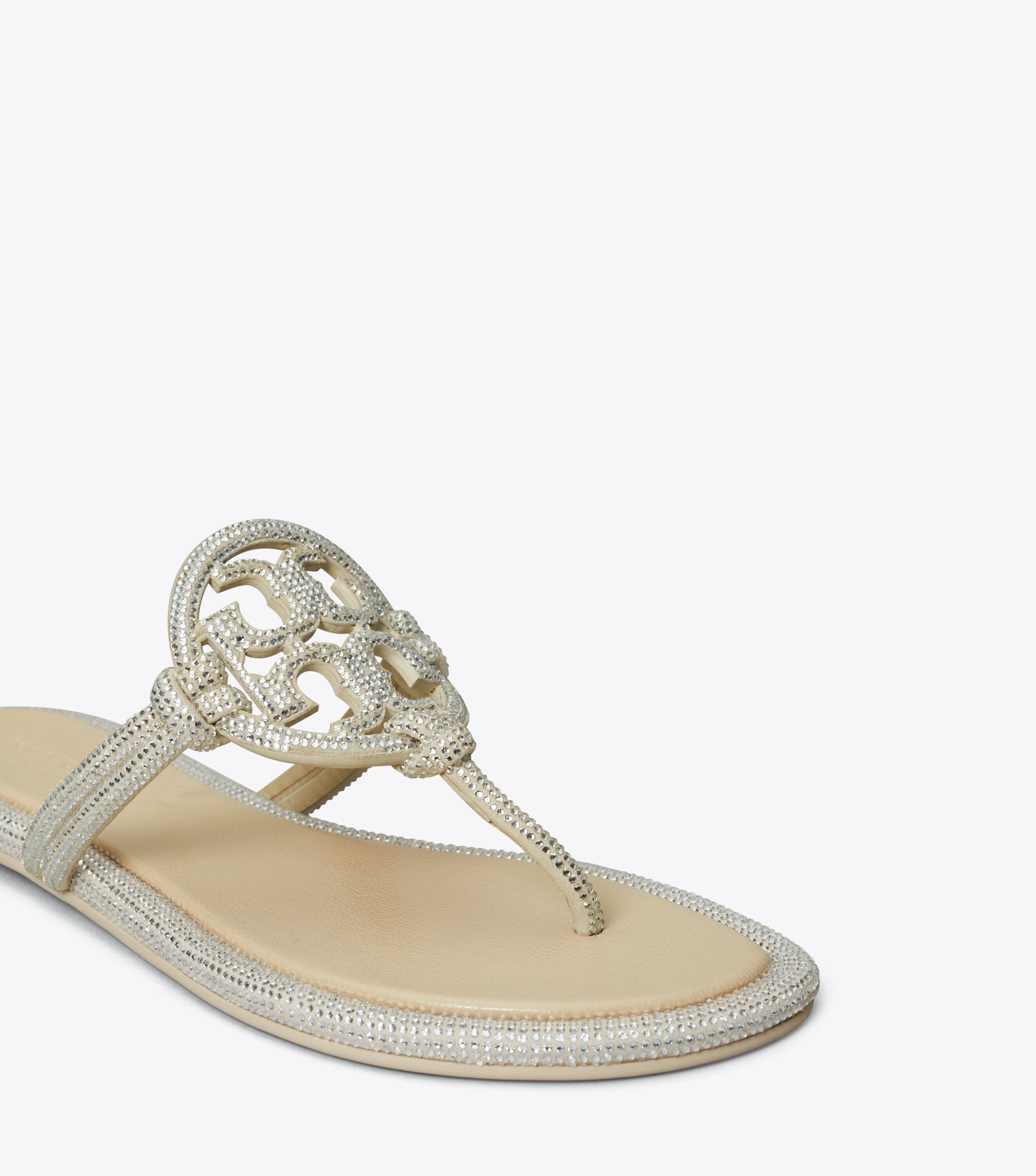 Tory burch miller embellished sandal gold top
