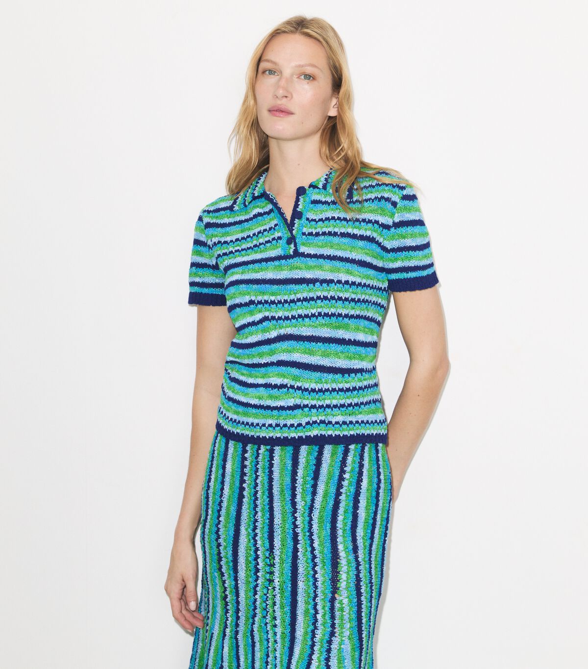 tory burch striped cotton polo