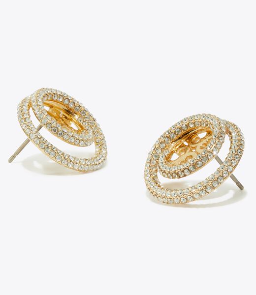 tory burch icon pav  double ring stud earrings