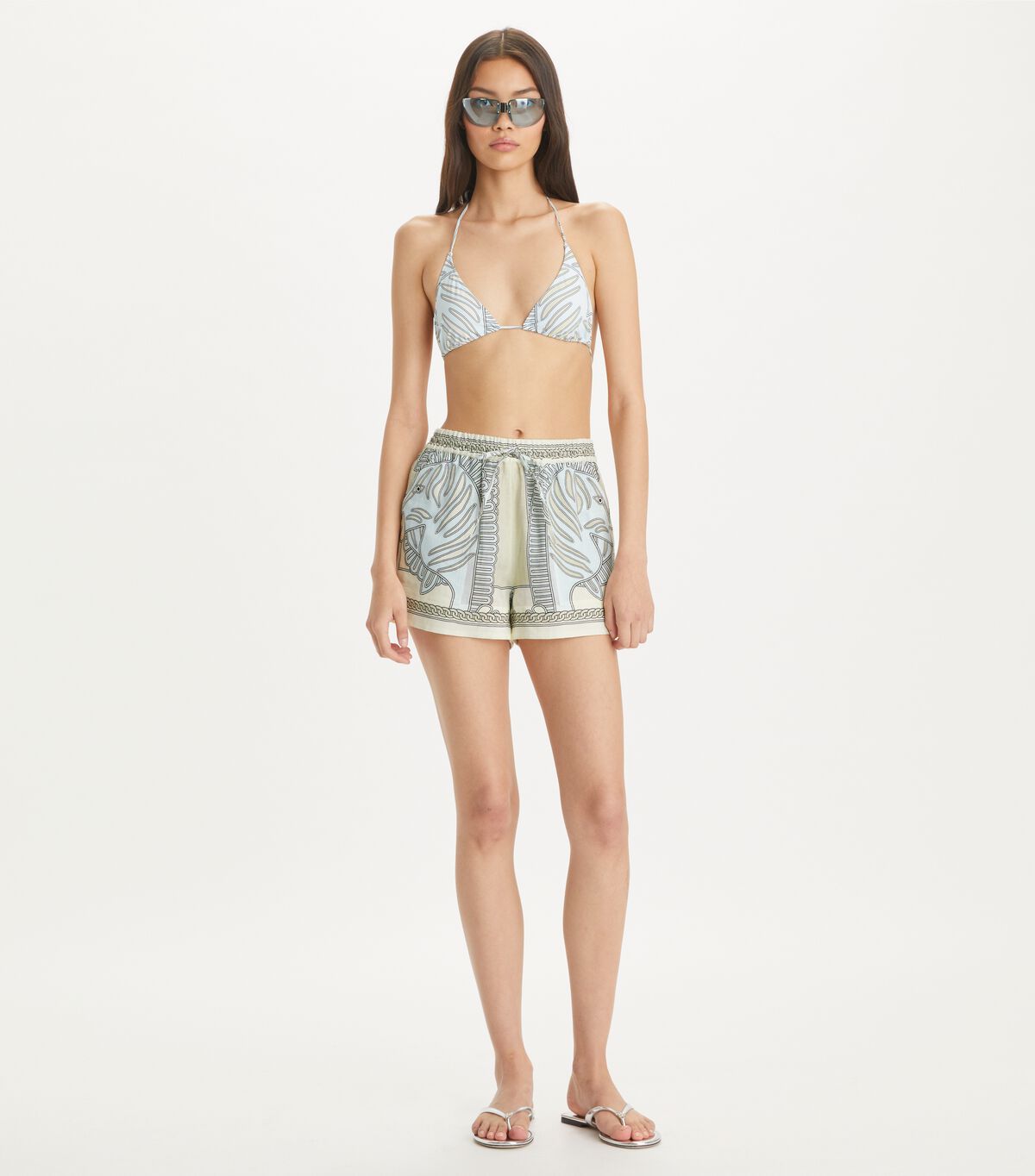 tory burch printed linen camp short