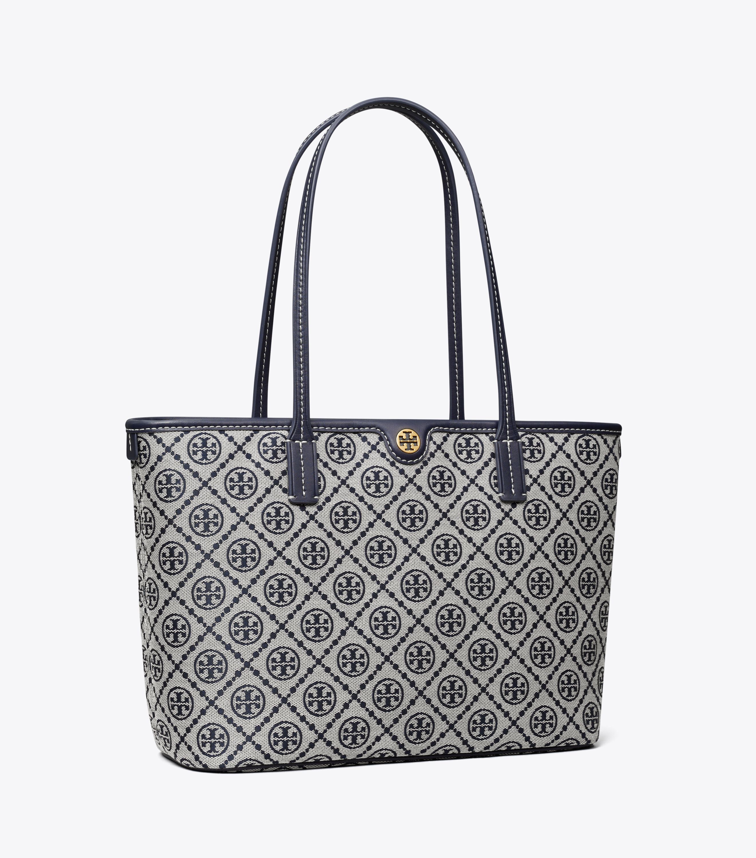 Small T Monogram Zip Tote, Tory Navy | Tory Burch KW