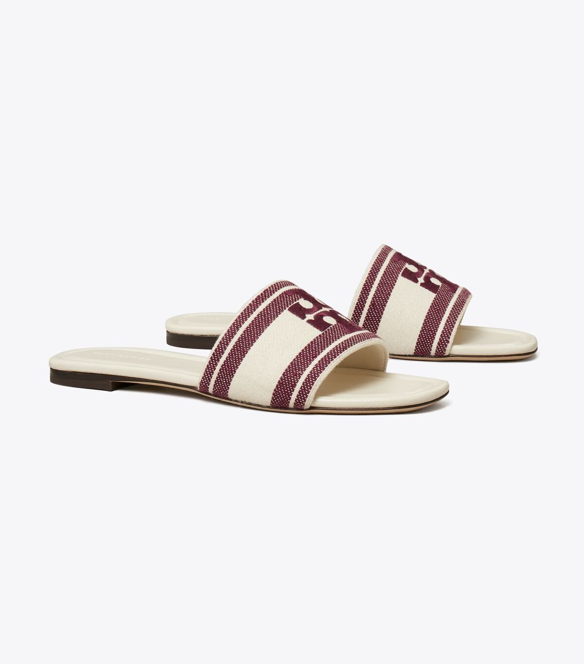 tory burch double t jacquard slide